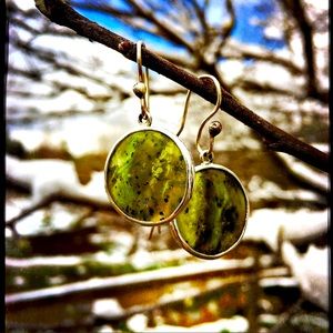💚 Serpentine Sterling Silver Earrings Made in VT